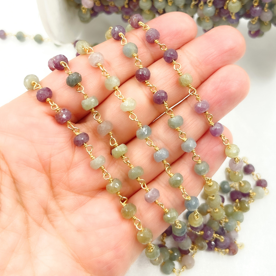 Multi Sapphire Gold Plated Wire Chain