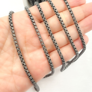 Black Rhodium Matt Sterling Silver Box Link Chain