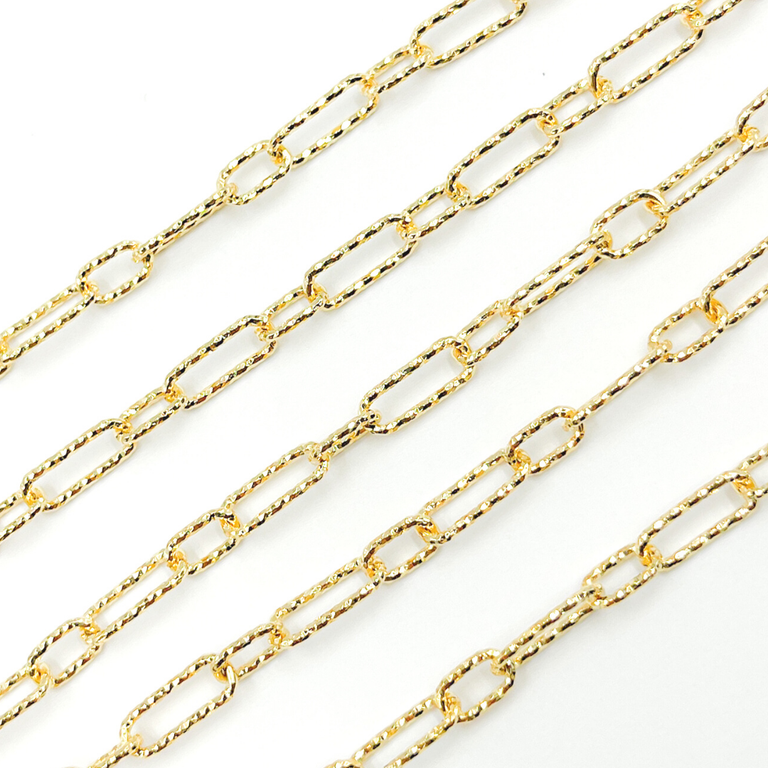 Sterling Silver Gold Plated Diamond Cut Paper Clip Chain