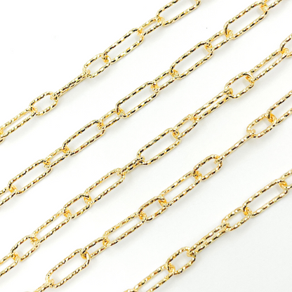Sterling Silver Gold Plated Diamond Cut Paper Clip Chain