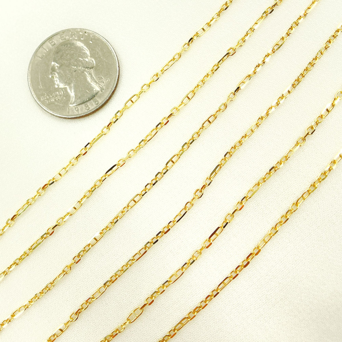 14K Solid Yellow Gold Diamond Cut Cable & Marina Link Chain