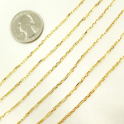 14K Solid Yellow Gold Diamond Cut Cable & Marina Link Chain