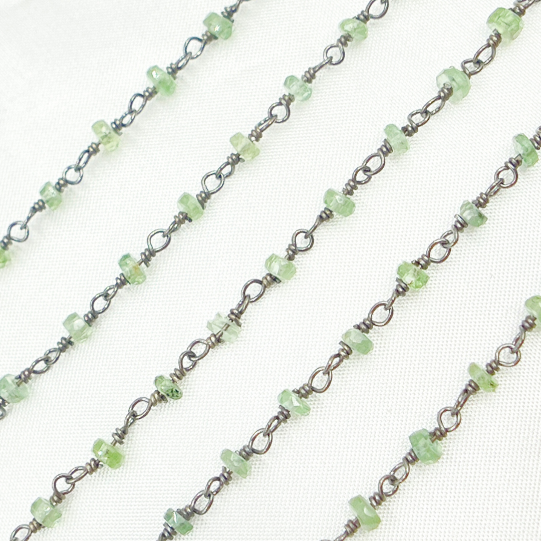 Green Kyanite Oxidized Wire Chain