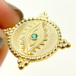 Load image into Gallery viewer, 14K Solid Gold Diamond &amp; Emerald Evil Eye Charm. GDP183
