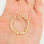 Load image into Gallery viewer, 14K Solid Gold Twisted Hoop Earrings. 