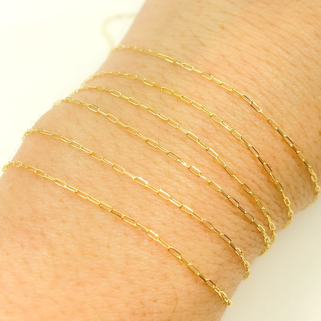 14k Solid Yellow Gold Flat Oval Link Chain