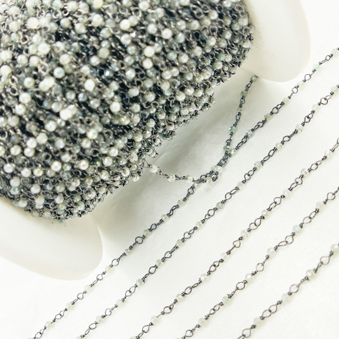 Coated Green Moonstone Oxidized Wire Chain.