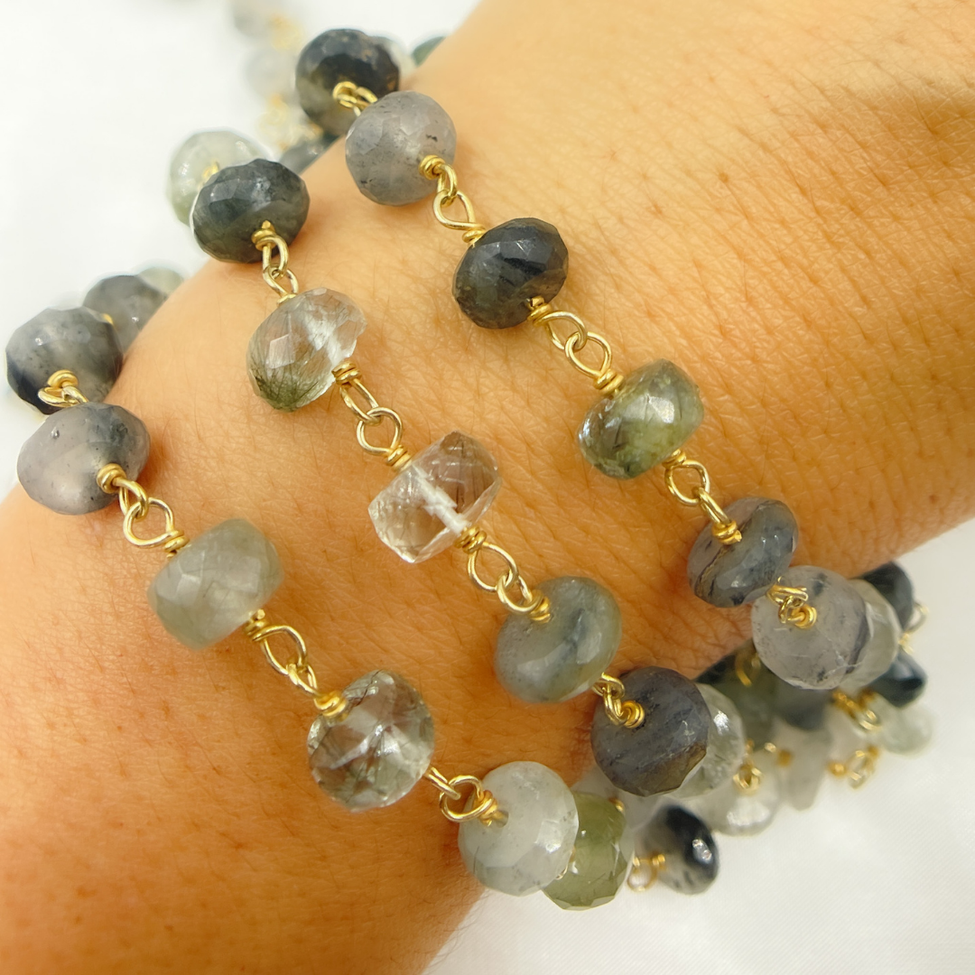 Green Rutile Gold Plated Wire Chain.