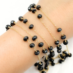 Load image into Gallery viewer, Black Spinel Gold Plated 925 Sterling Silver Wire Chain. BSP29
