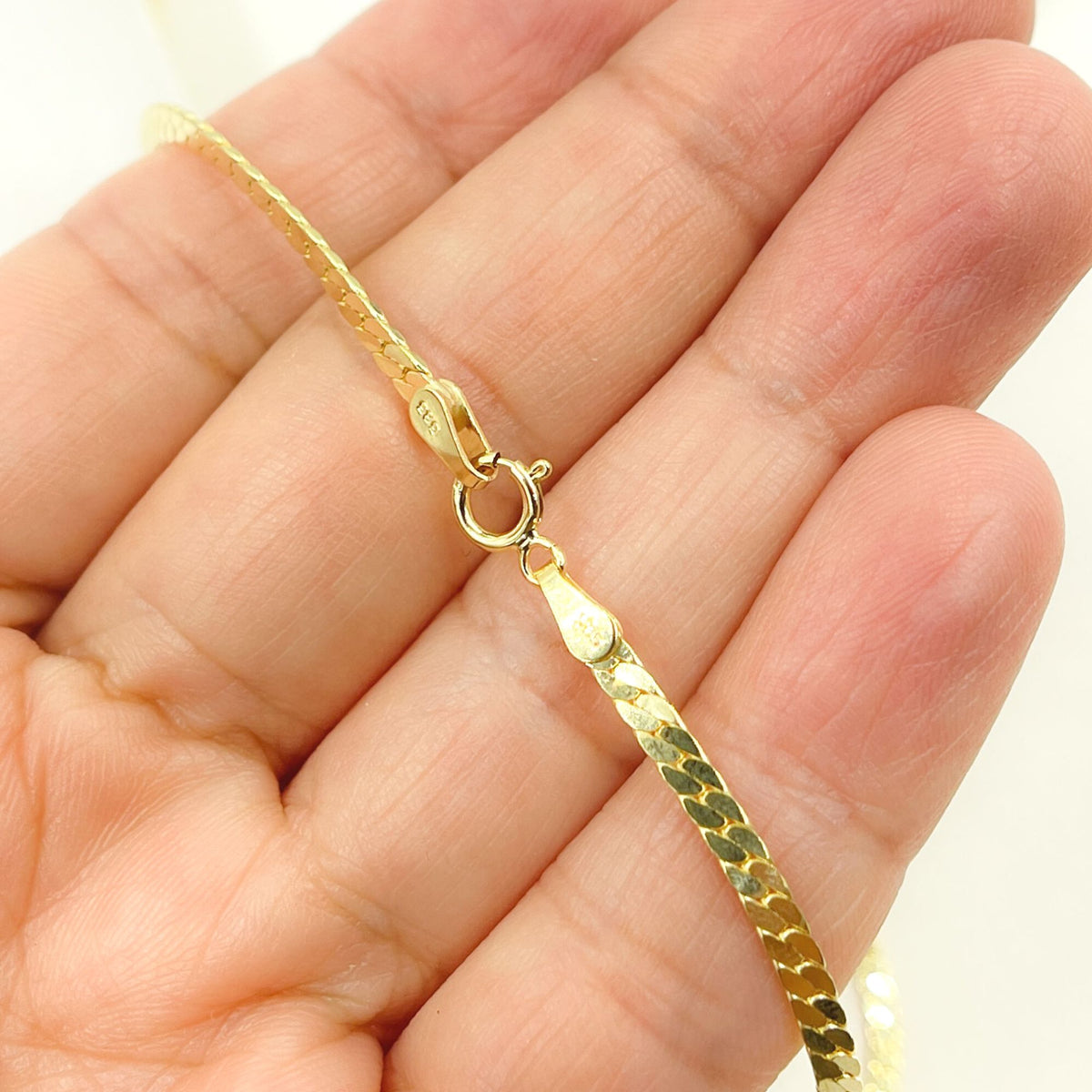 14K Solid Yellow Gold Flat Snake Chain