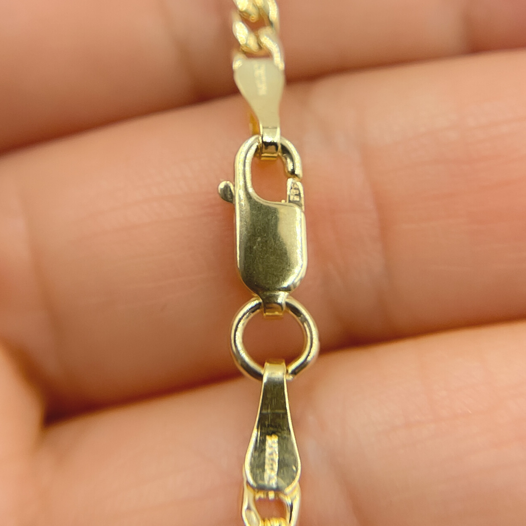 14K Solid Gold Hollow Curb Chain