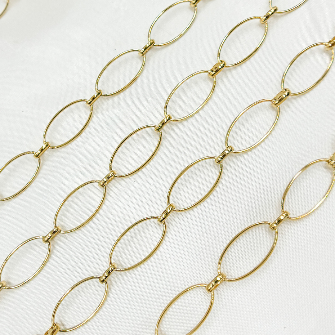 Gold Plated 925 Sterling Silver Oval Link Chain. V153GP