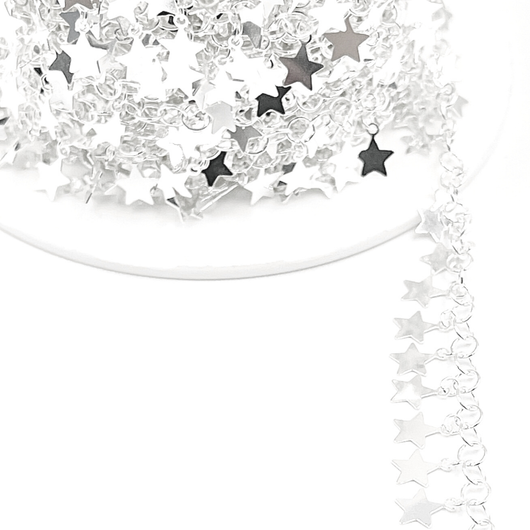 925 Sterling Silver Dangle 5mm Star Chain