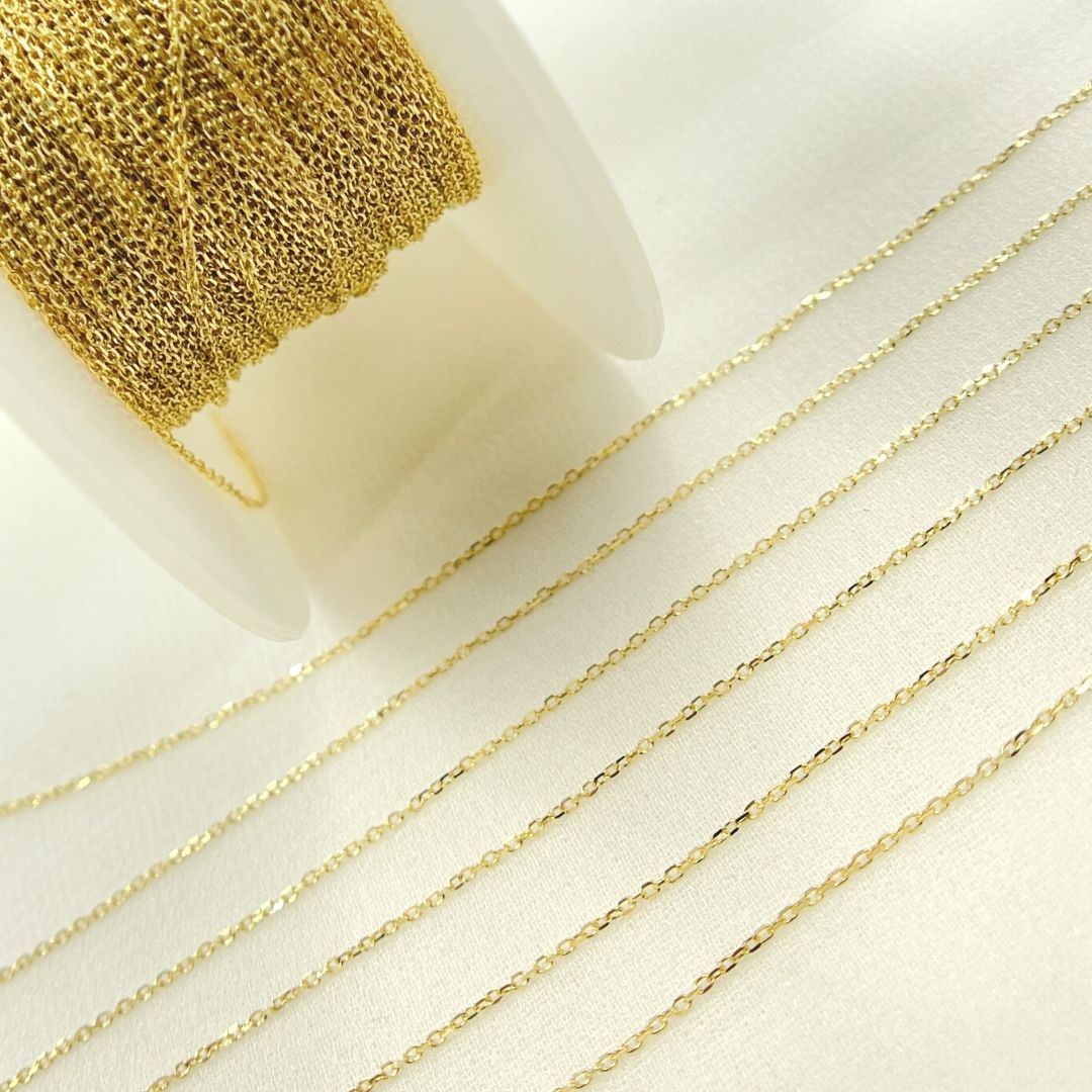 Solid Yellow Gold Cable Necklace