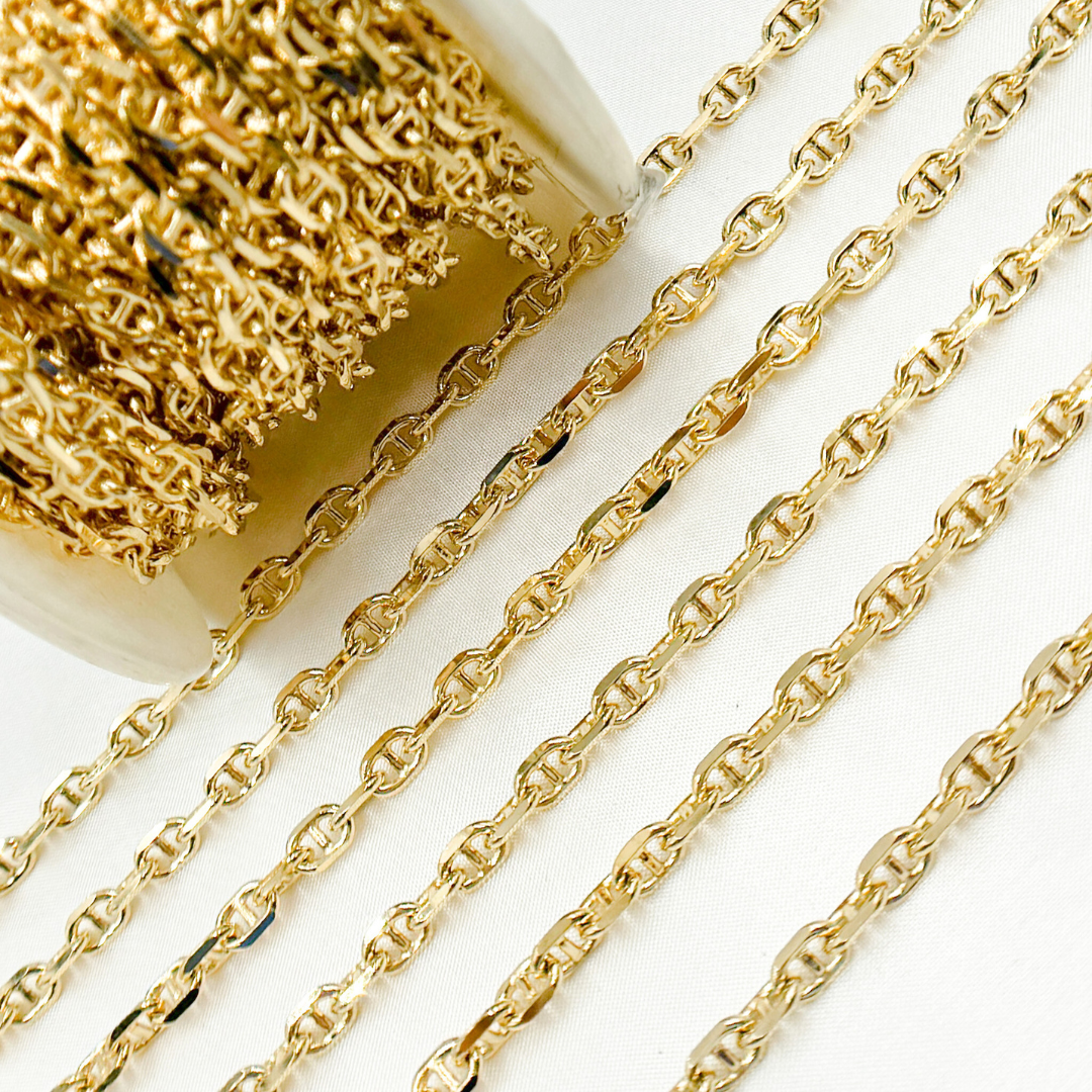 Gold Plated 925 Sterling Silver Diamond Cut Marina Chain. Y10GP