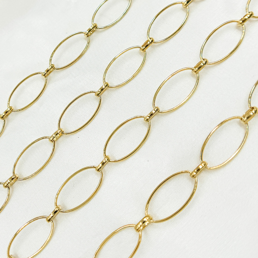 Gold Plated 925 Sterling Silver Oval Link Chain. V153GP