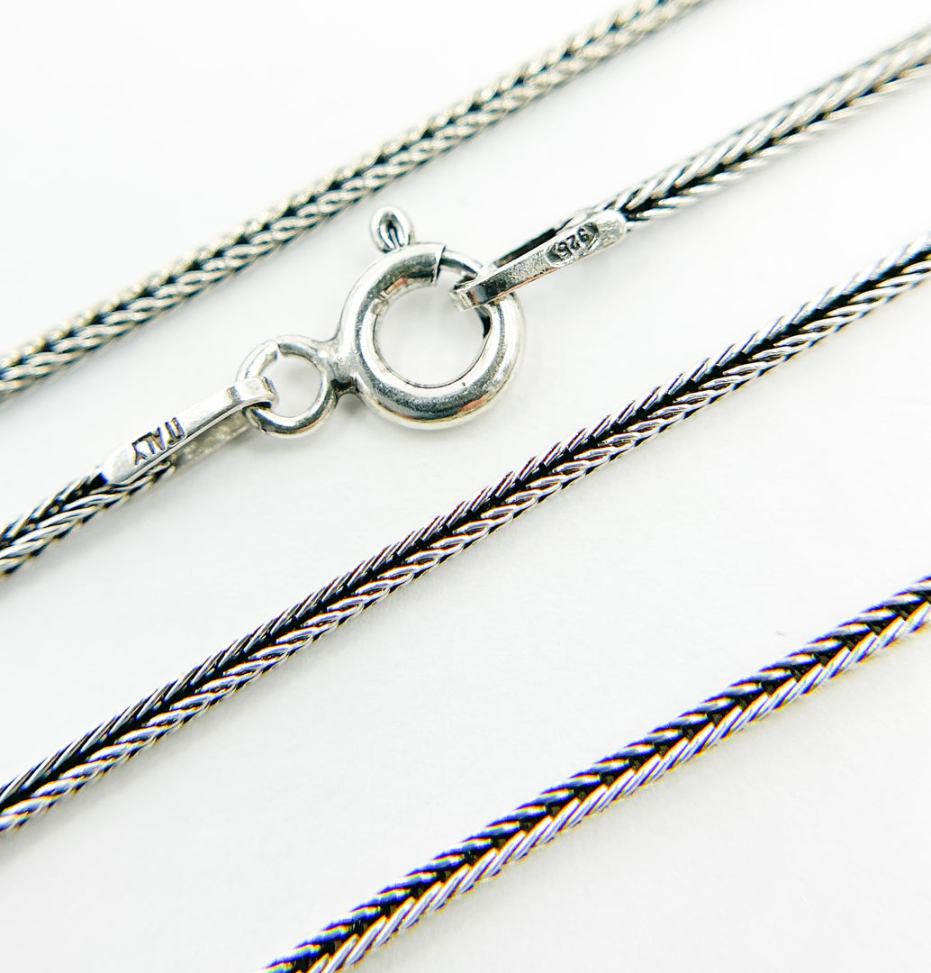 925 Sterling Silver Oxidized Wheat Necklace Chain. Z66Necklace