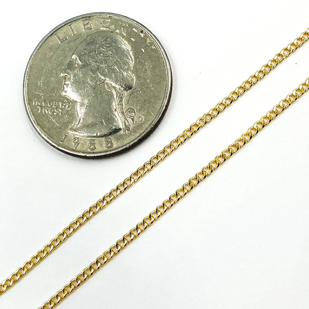 14K Solid Gold Hollow Curb Chain