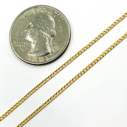 14K Solid Gold Hollow Curb Chain