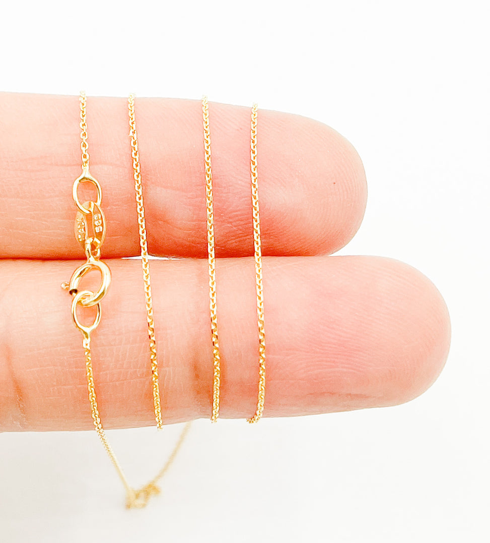 020R01T5. 14K Solid Gold Cable Chain