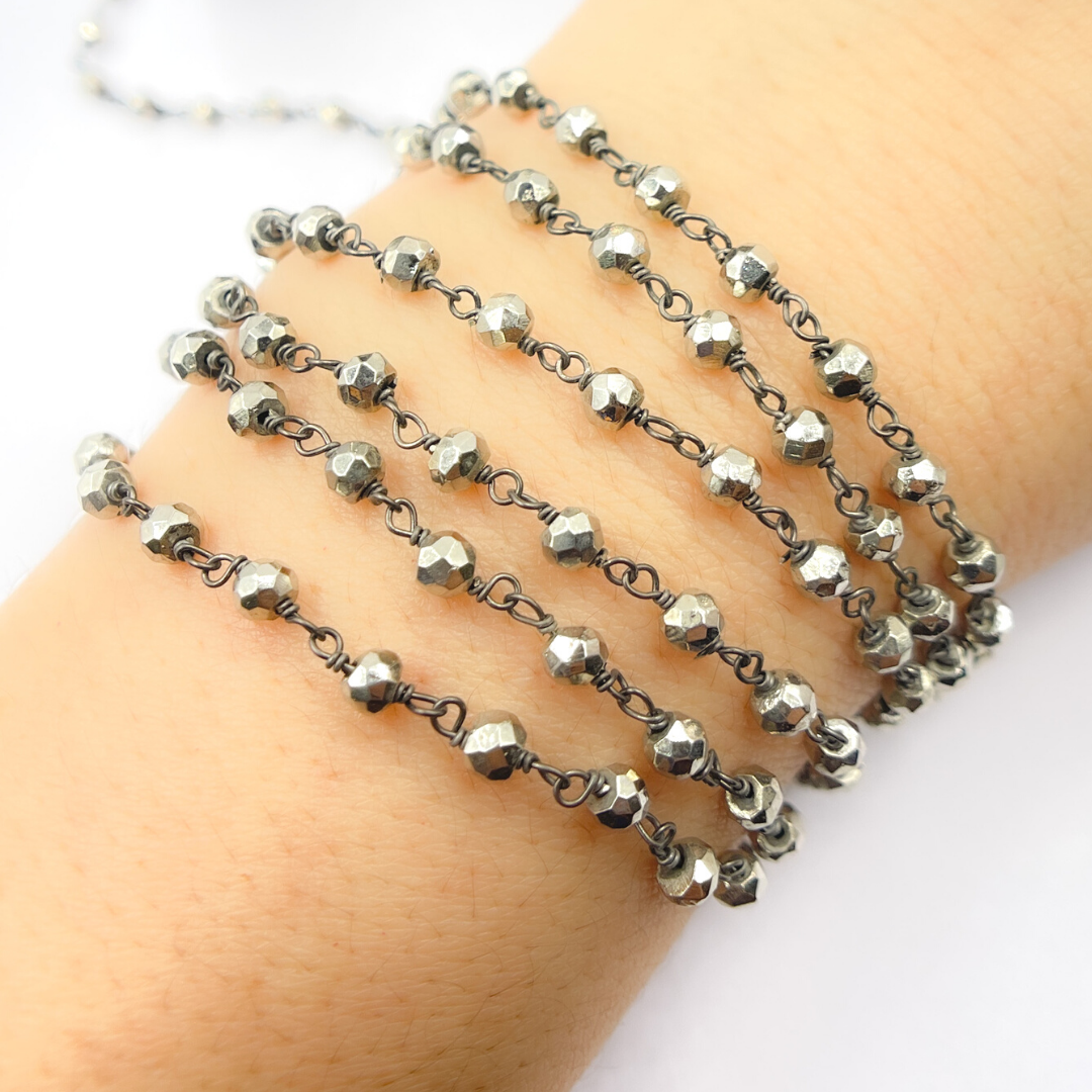 Steel Pyrite Black Rhodium 925 Sterling Silver Wire Chain. SPY5