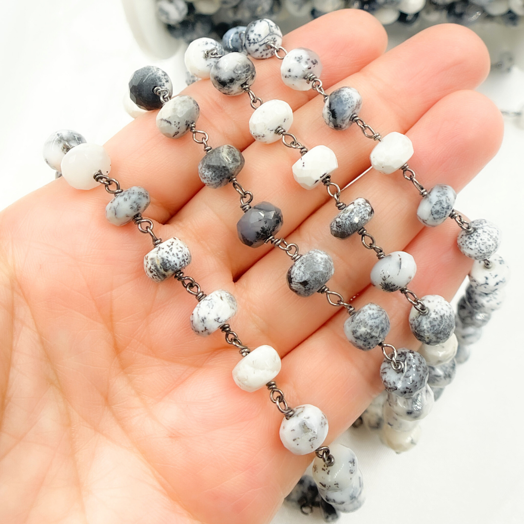 Dendrite Opal Oxidized Wire Chain.