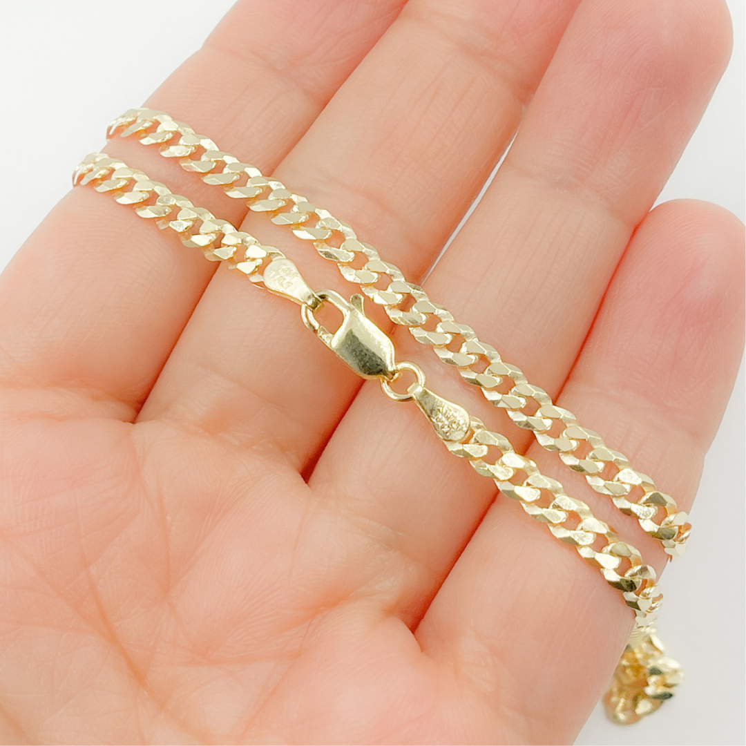 08014134GD. 14K Solid Gold Flat Curb Chain