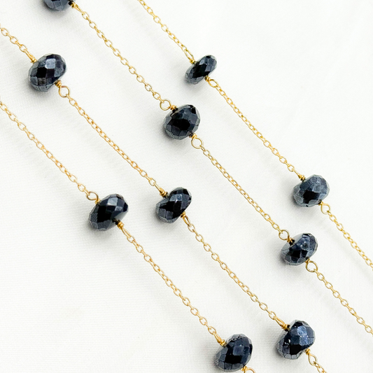 Coated Black Spinel Gold Plated Wire Chain