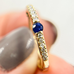 Load image into Gallery viewer, EHC56664. 14K Solid Gold Diamond &amp; Blue Sapphire Hoop Earrings
