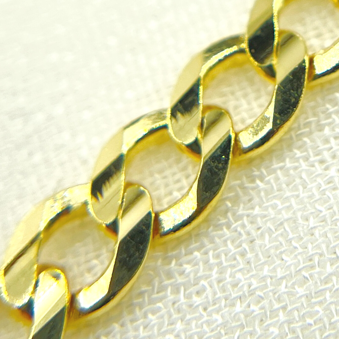 14K Solid Yellow Gold Flat Curb Chain by Foot. 100R13FG1T2A9L001byFt