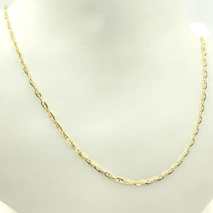 14K Solid Gold Diamond Cut Marina Link Chain