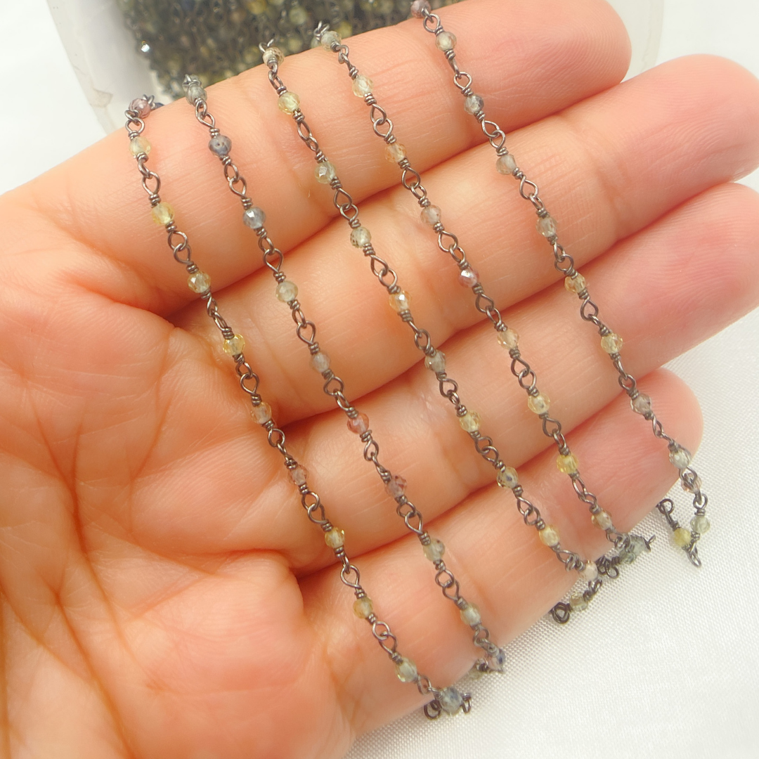 Multi Sapphire Oxidized Wire Chain.