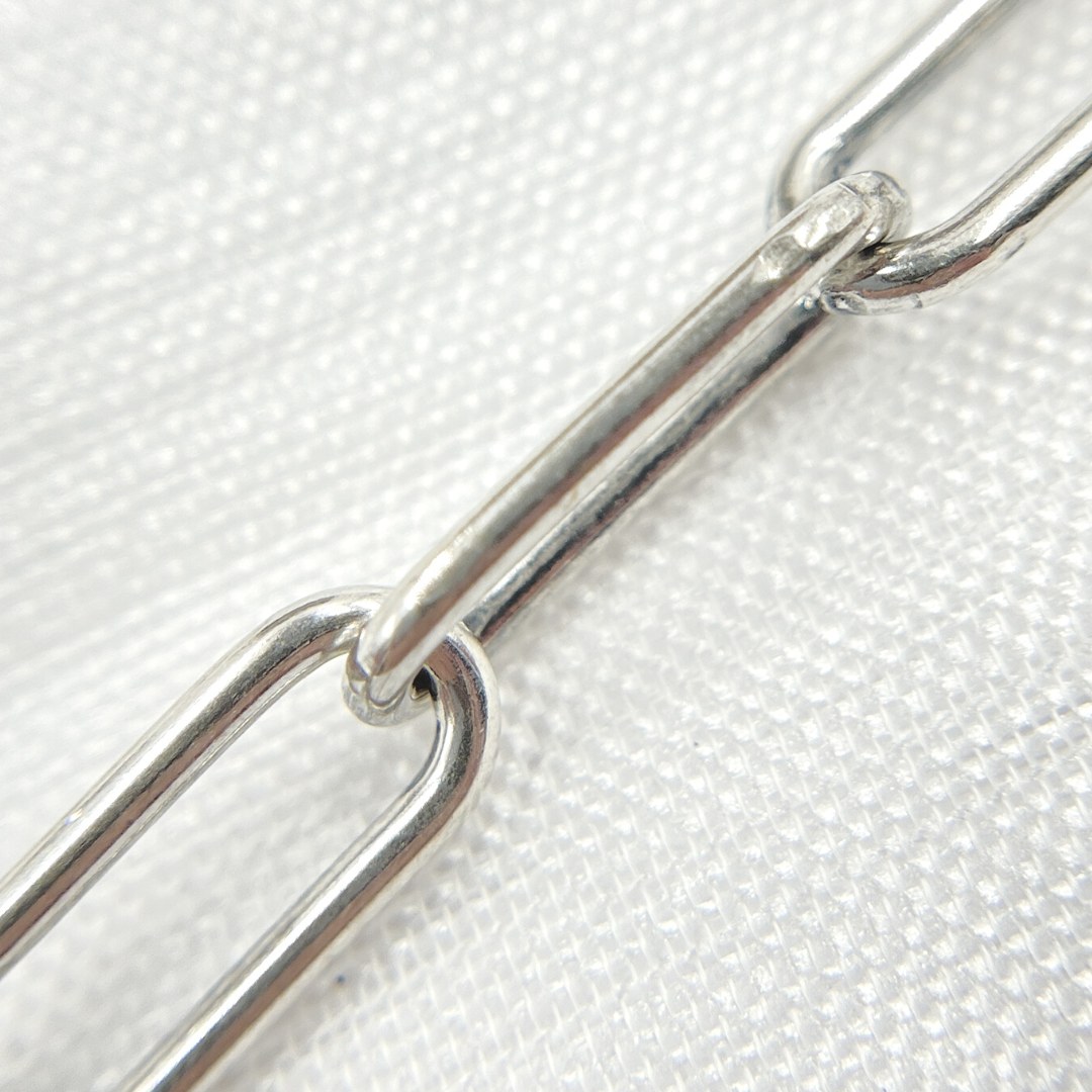 V7OX. Oxidized Sterling Silver Smooth Paperclip Link Chain