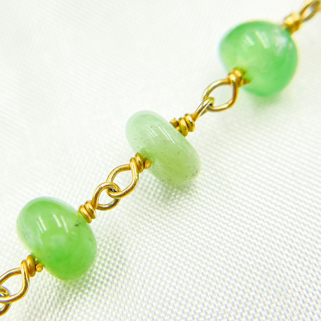 Chrysoprase Smooth Gold Plated Wire Chain.
