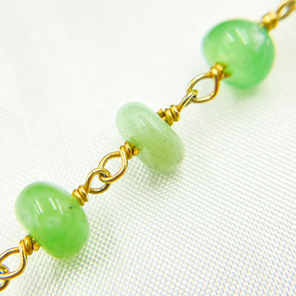 Chrysoprase Smooth Gold Plated Wire Chain.
