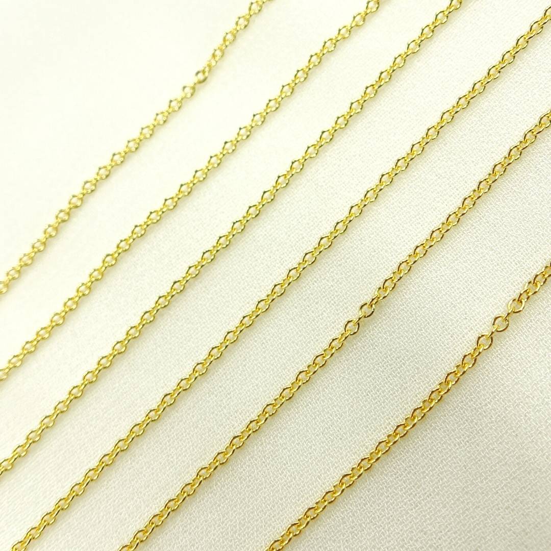 14K Solid Gold Medium Cable Round Link Unfinished Chain. 038R27L01byFt