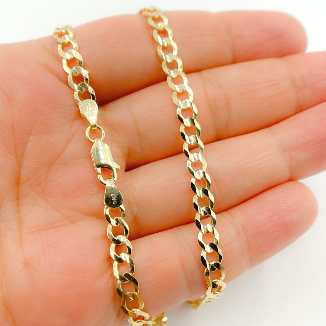 14K Solid Gold Curb Necklace. 173