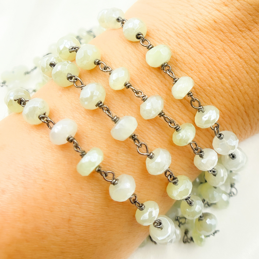 Coated Prehnite Oxidized Wire Chain