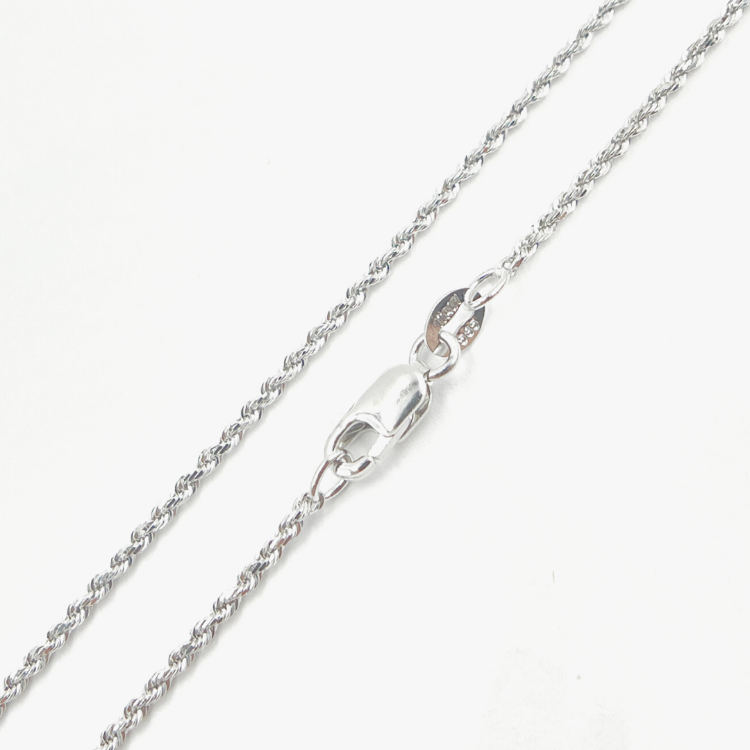 025CRDP0L8LWG. 14K Solid White Gold Rope Chain