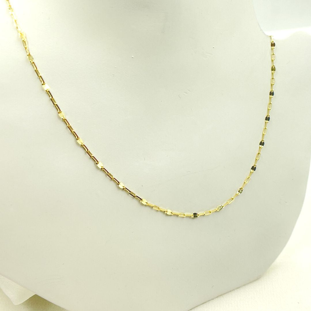 14K Solid Gold Paper Clip and Flat Marina Link Chain