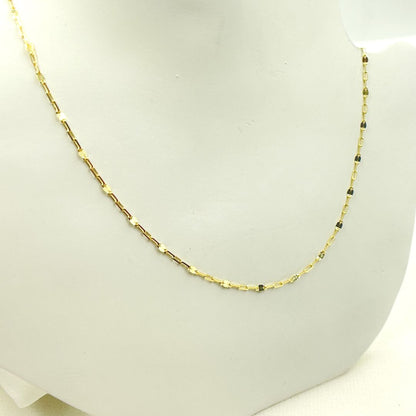 14K Solid Gold Paper Clip and Flat Marina Link Chain