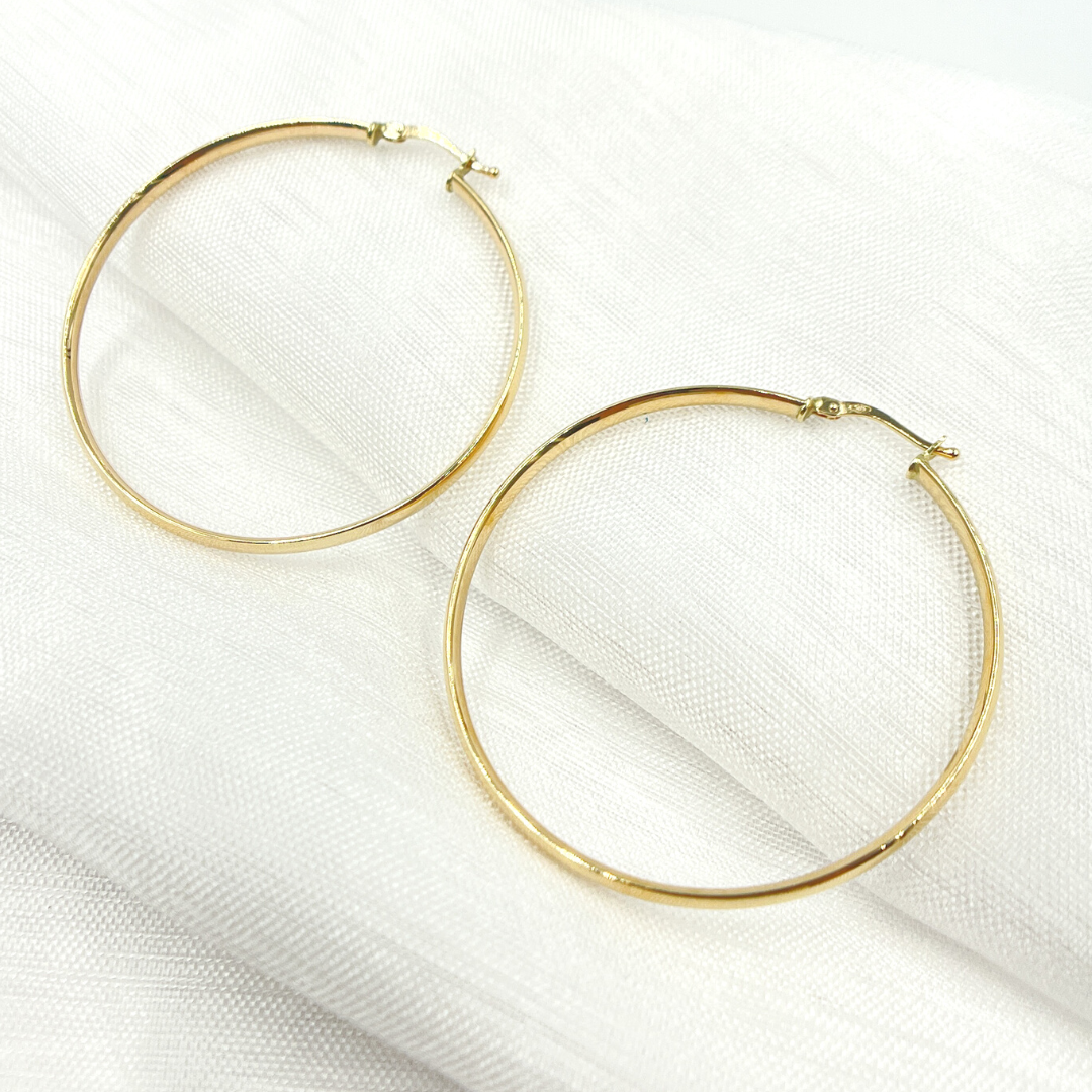 14K Solid Gold Hollow Smooth Hoop