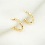 Load image into Gallery viewer, 14K Solid Gold Flat &amp; Twisted Hoop Earrings. 