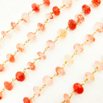 Load image into Gallery viewer, Strawberry Quartz Gold Plated Wire Chain. STQ7
