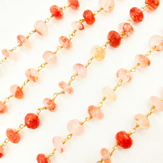 Strawberry Quartz Gold Plated Wire Chain