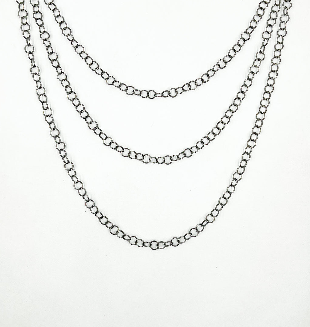 Black Rhodium 925 Sterling Silver Cable Chain. BR33