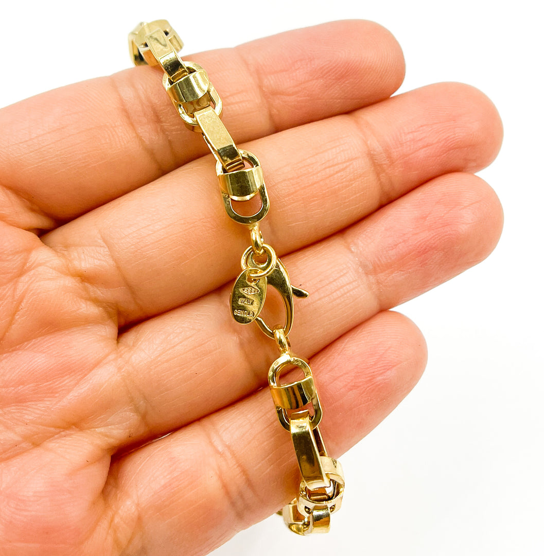 14K Solid Gold Box Bracelet