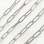 Load image into Gallery viewer, V7OX. Oxidized Sterling Silver Smooth Paperclip Link Chain
