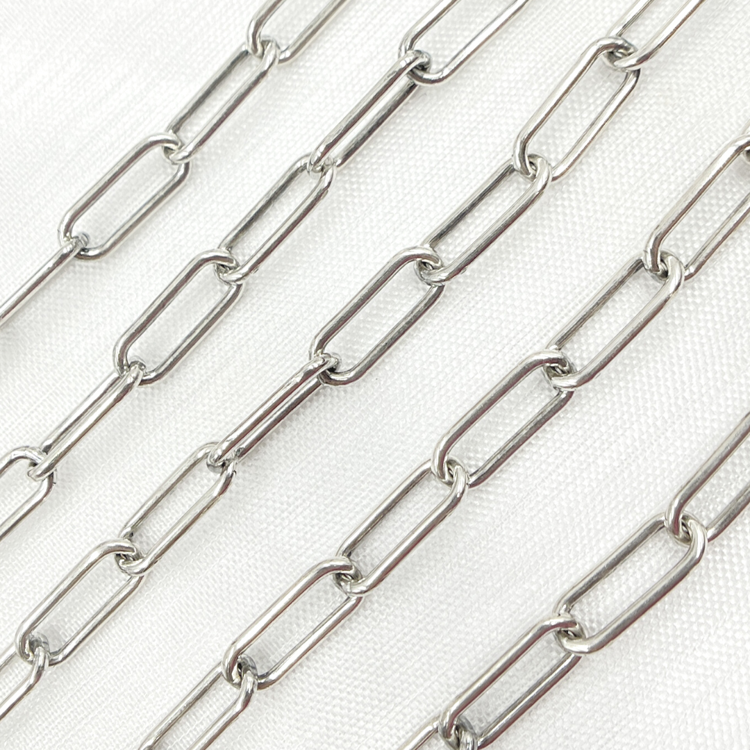 V7OX. Oxidized Sterling Silver Smooth Paperclip Link Chain