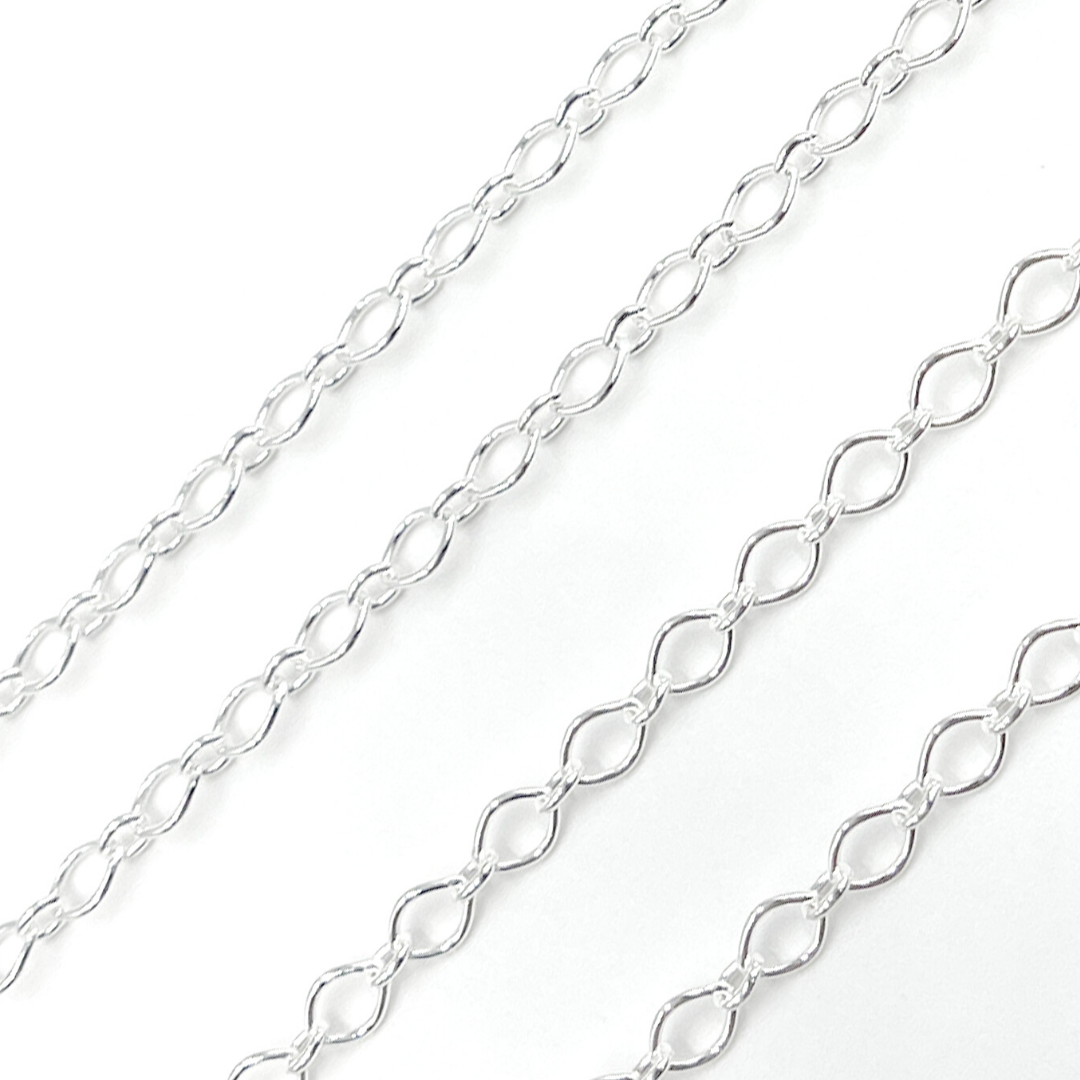 925 Sterling Silver Big and Small Oval Link Chain